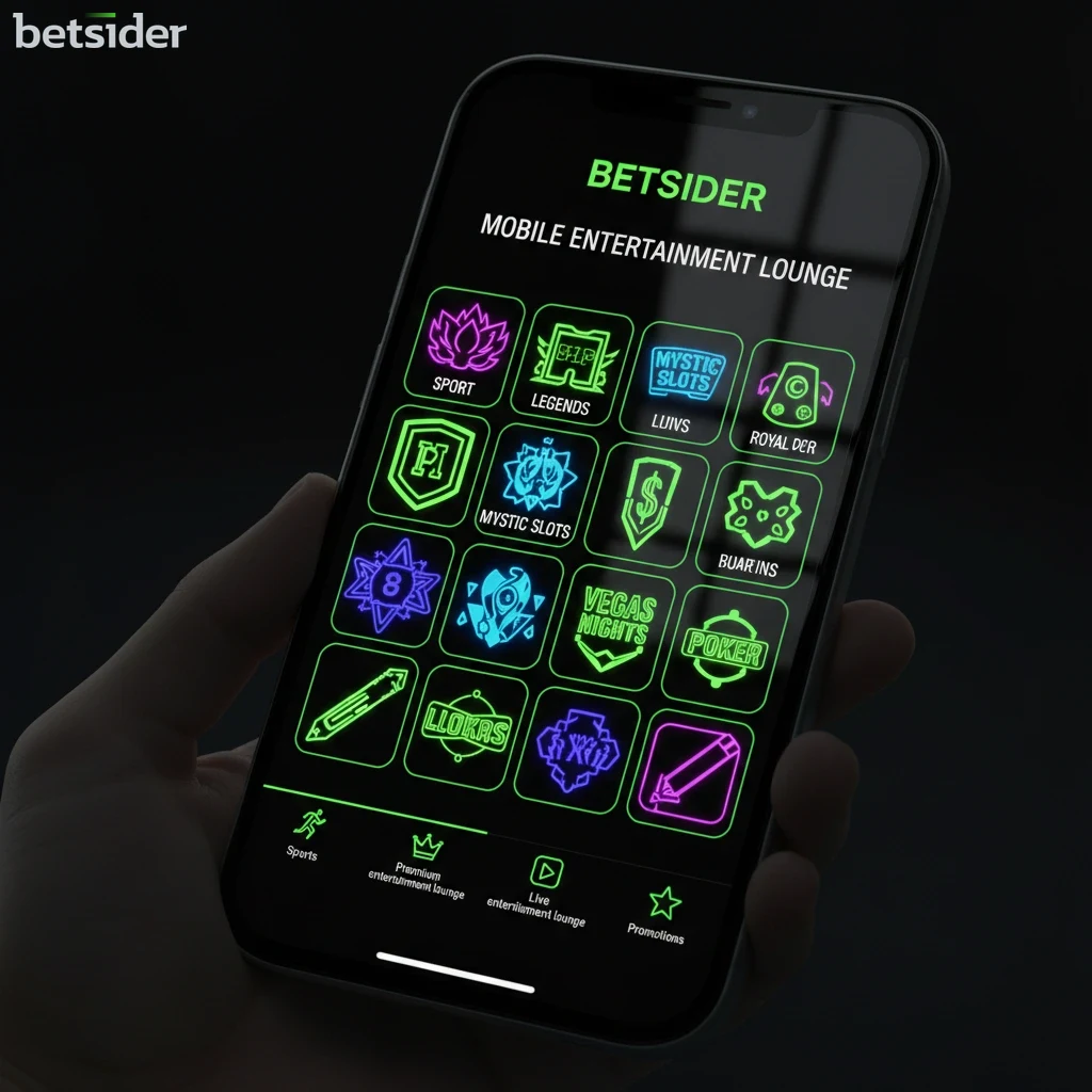 Interfaccia della lobby del casinò sull'app mobile di Betsider