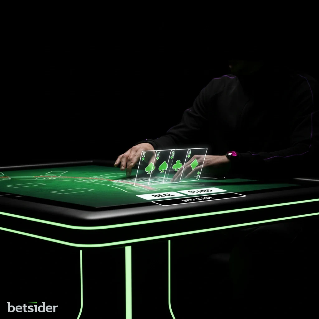 Interfaccia di un tavolo di blackjack online classico su Betsider, con le carte e le opzioni di puntata.