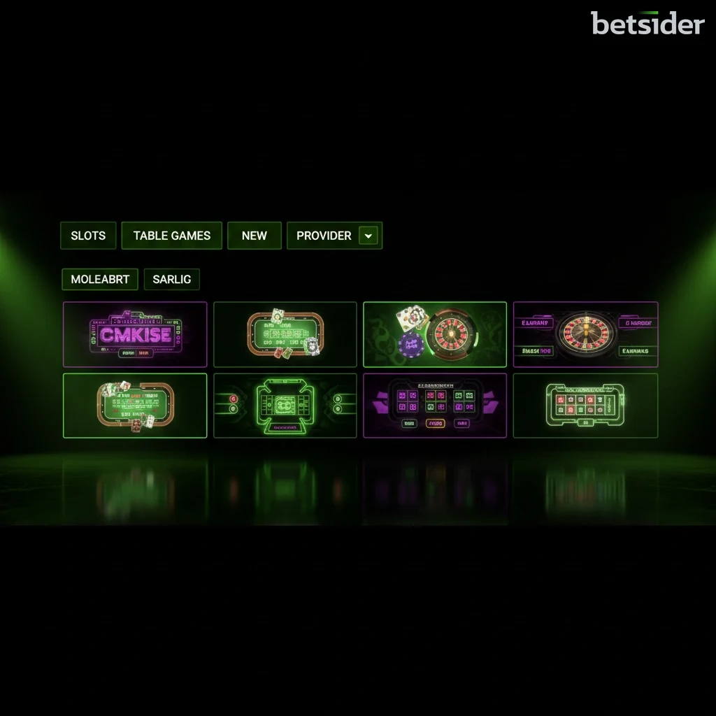 Schermata della lobby dei giochi del casinò Betsider con filtri e categorie di gioco in evidenza