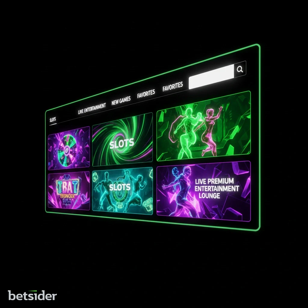 Lobby del casinò online di Betsider con griglie di anteprime per slot machine e giochi da tavolo.