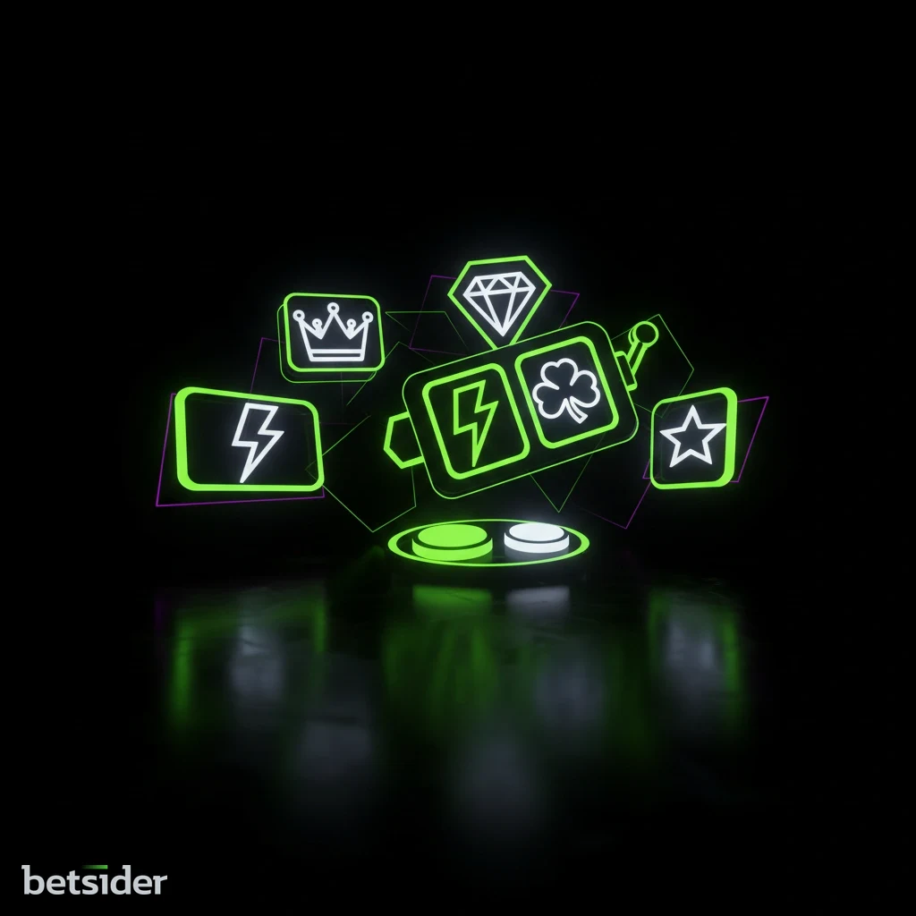 Una composizione grafica che mostra le icone di diverse slot machine online popolari, con simboli colorati e loghi di giochi noti. L'immagine evoca un senso di varietà e divertimento del casinò.